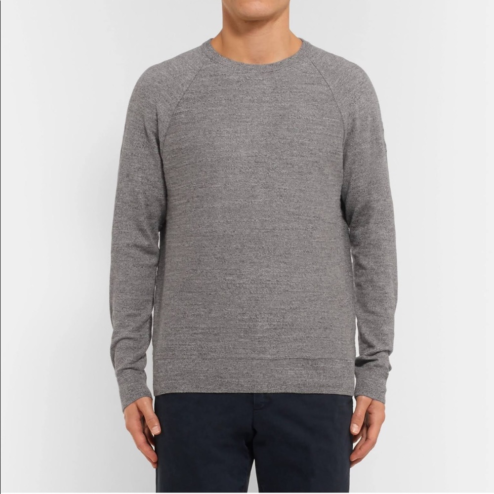 J.CREW Mélange Cotton-Jersey Sweater Gray Large